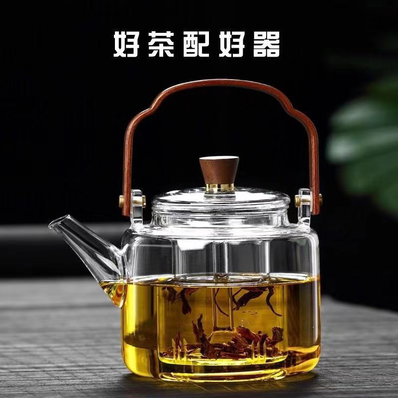 透黑提梁壶围炉煮茶壶玻璃烧水泡茶壶耐高温煮茶器炭火炉蒸煮茶壶详情3