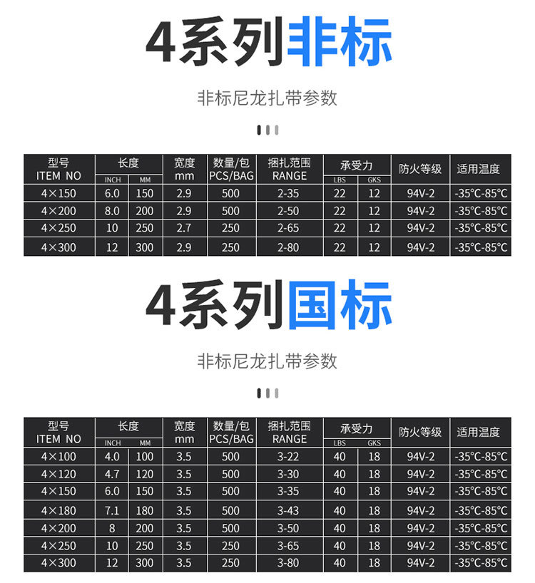 自锁式尼龙扎带耐寒捆扎捆绑带塑料束线带3X4X5*200X250X300批发详情14
