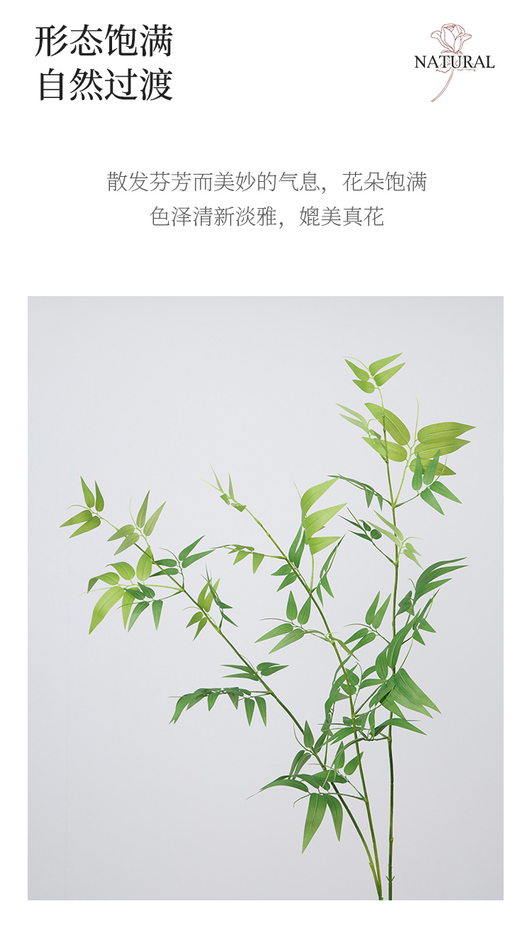 仿真竹子竹叶假花细竹毛竹枝条绿植插花花艺配材摄影婚庆道具橱窗详情6
