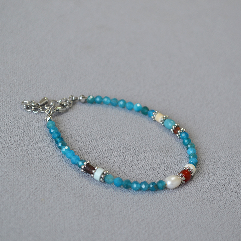 法式小众设计文艺复古时尚简约彩色真石串珠叠带个性气质细手链女详情16