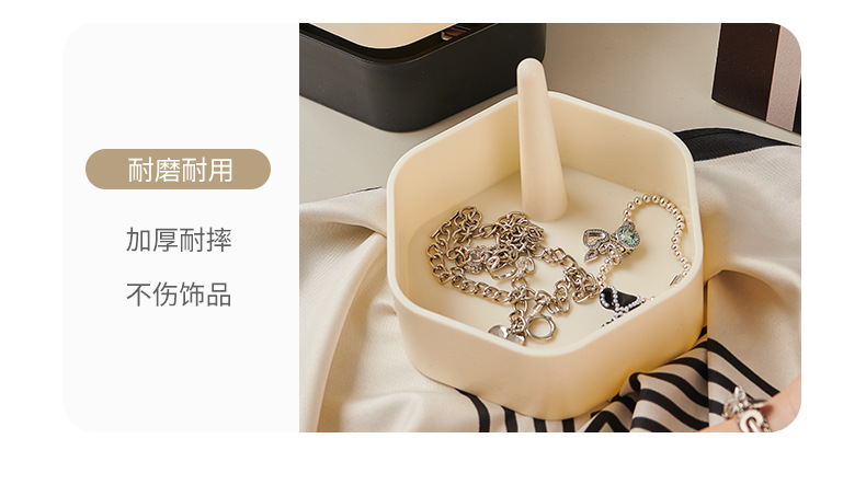 Cream-style rotating jewelry storage box, multi-layer necklace, stud earrings, bracelet, shelf, compartmented desktop jewelry box pic 11