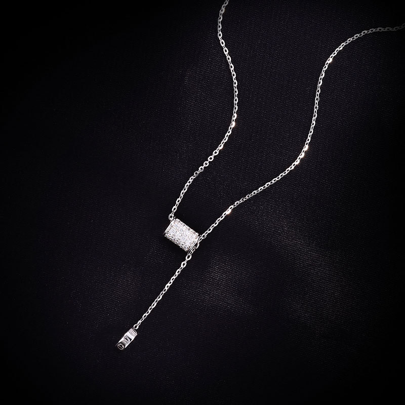 卓恒甄选s925通体纯银小蛮腰锁骨链轻奢小众毛衣链设计高级感吊坠详情3