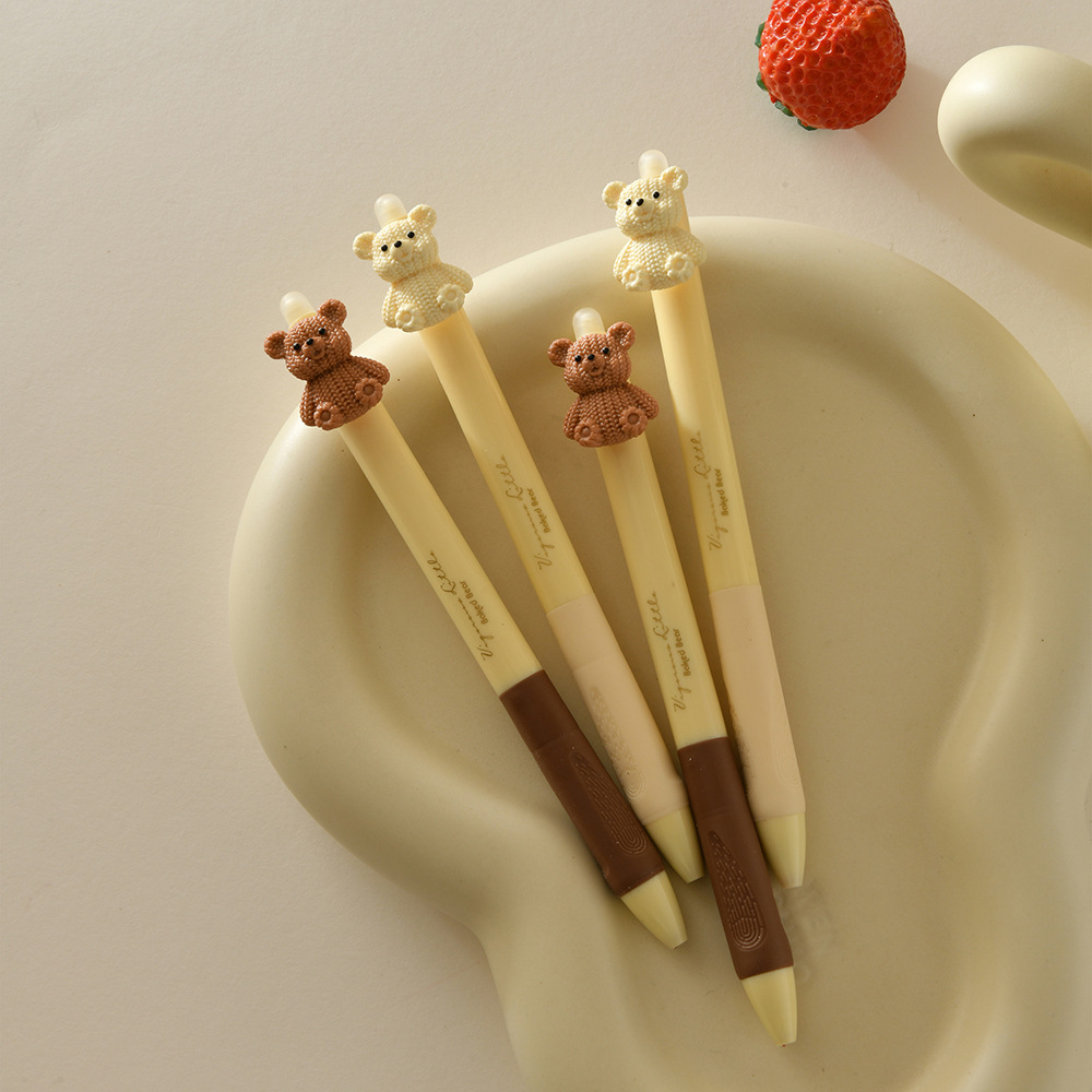 晨兮芝士小熊按动可擦中性笔软握晶蓝笔芯高颜值刷题笔ST头顺滑详情11