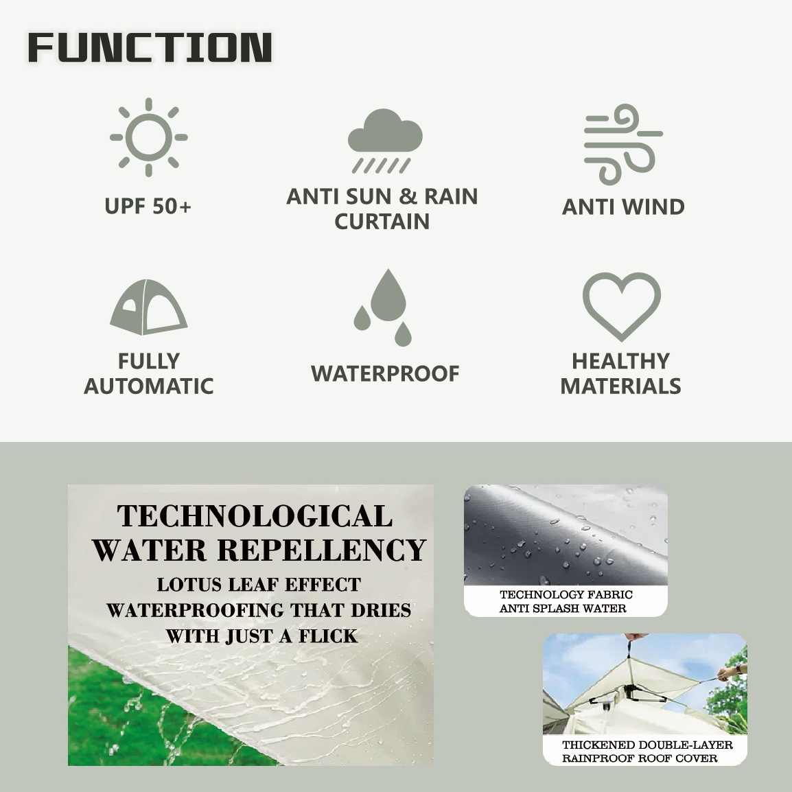 Outdoor sunshade, camping full set of equipment, sky tent, silver-coated sun-protective fabric, camping, multi-functional hexagonal tent pic 4