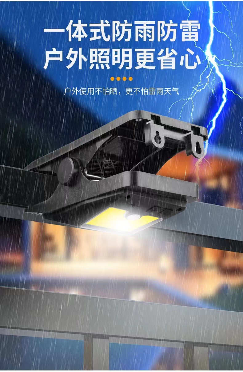 跨境新款太阳能灯太阳能夹子灯露营灯家用花园庭院灯户外感应壁详情1