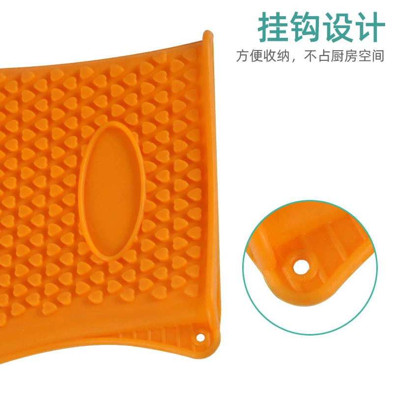 130g硅胶五指手套 心形 BBQ 烤箱微波炉取物硅胶手套现货库存批发详情7