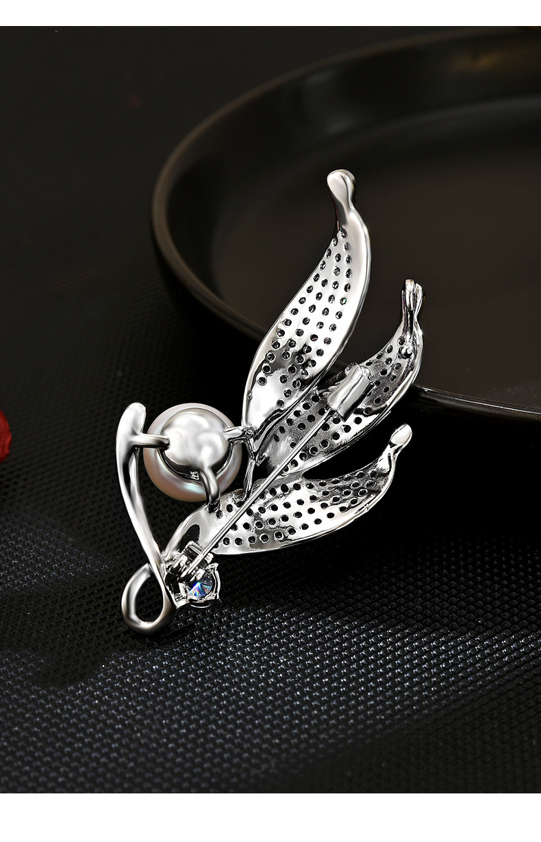 优雅百搭珍珠树叶胸针简约大气高级感胸花潮时尚别针服装配饰详情17