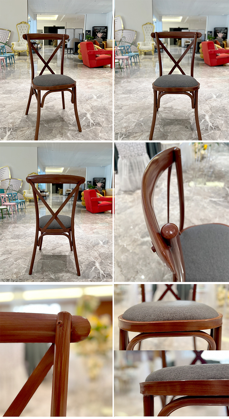 Star Outdoor wedding chairs, lawn wedding hotel cross-wood grain chairs, banquet soft packaging, event conference, restaurant backrest chairs pic 3