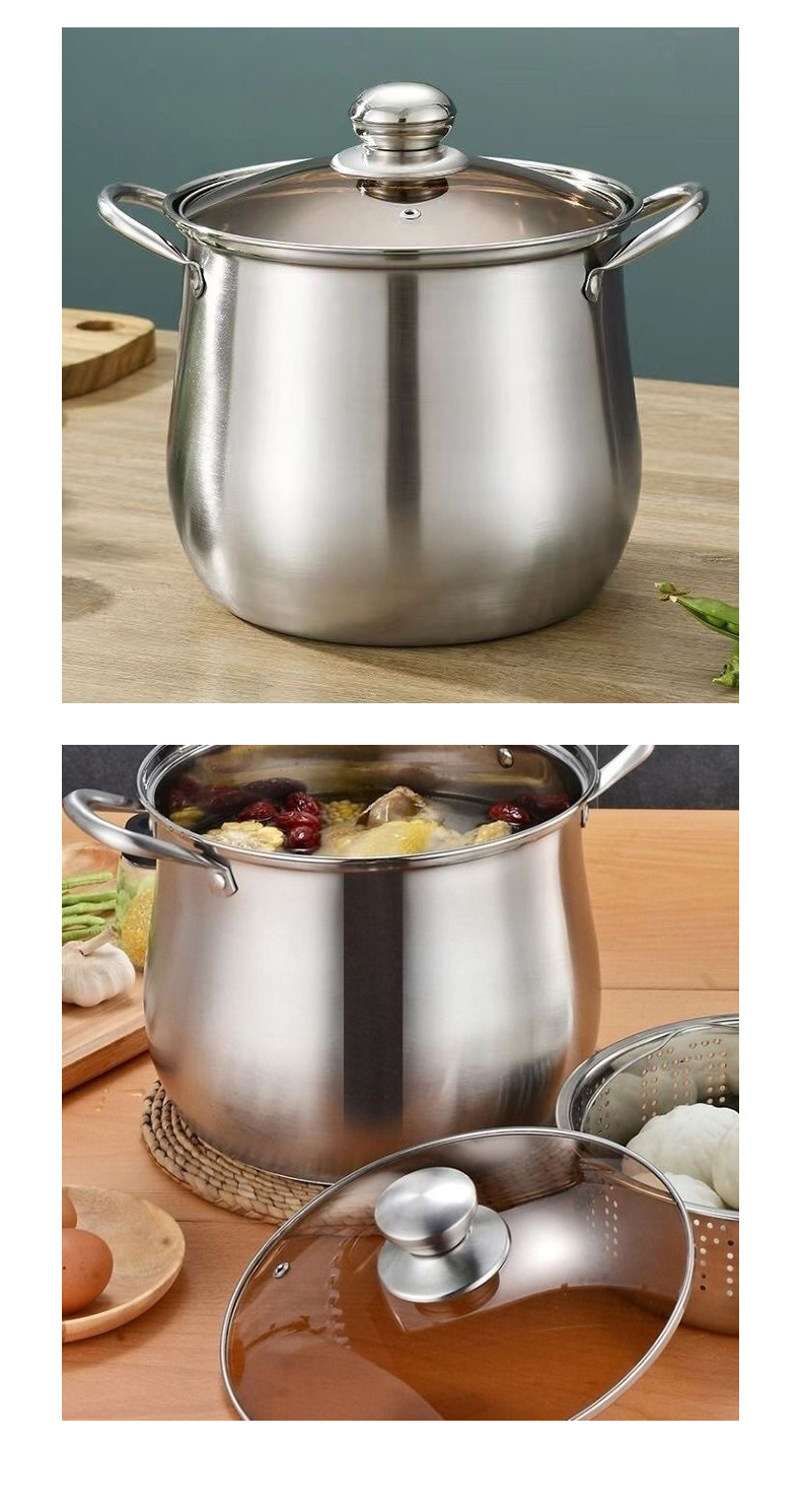 Stainless steel soup pot, shaking sound, non-stick pan, thickened household kitchenware, double-ear gas induction cooker, raised pic 12