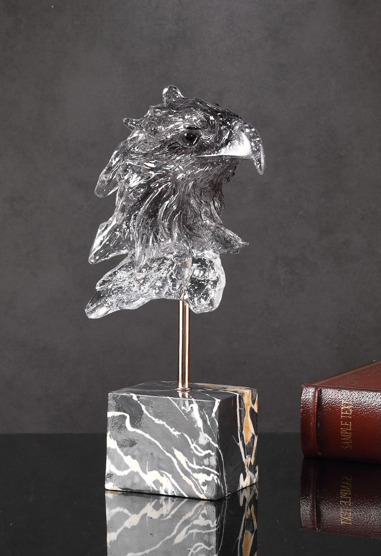 2025水晶仿真狼头摆件狼头型雕塑树脂道具玄关办公室桌面动物头像装饰树脂工艺品详情5