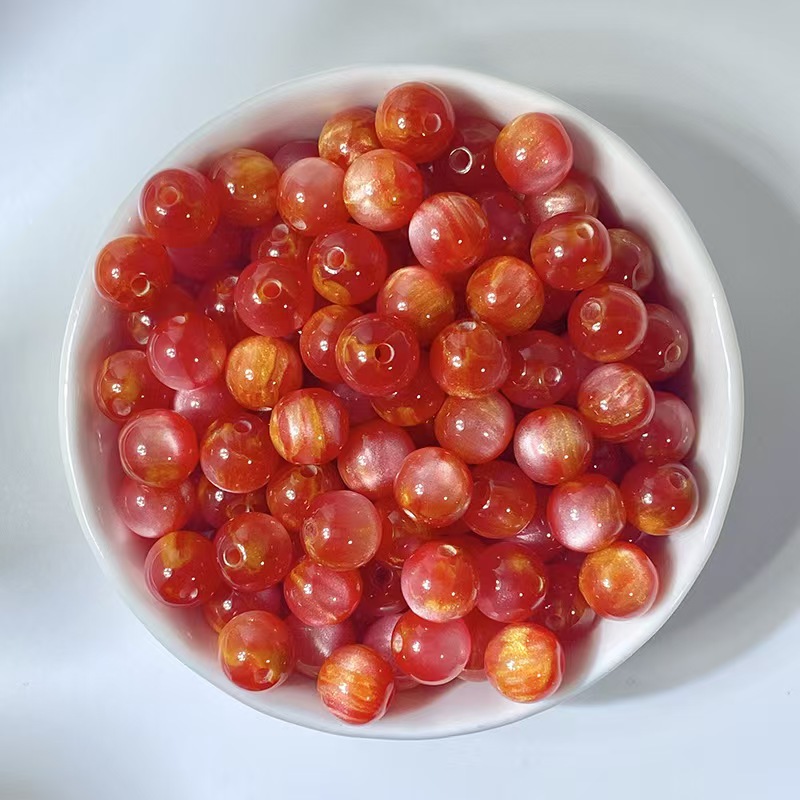 国风油画系列鎏金圆珠树脂珠子diy手工圆珠散珠手链串珠饰品配件详情13