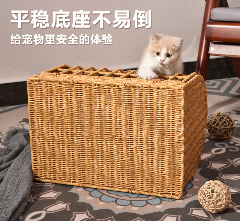 藤编手提猫笼宠物窝猫包宠物用品藤编猫笼详情7