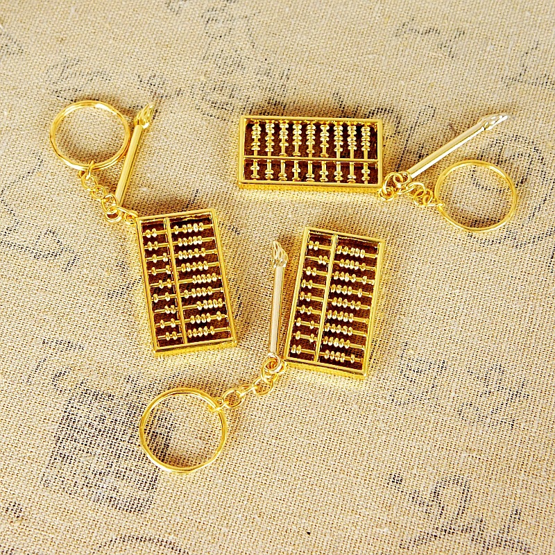 Special offer manufacturer direct delivery abacus keychain for wealth attraction, zinc alloy gold-plated daily pendant, handicraft, travel gold calculator pic 13