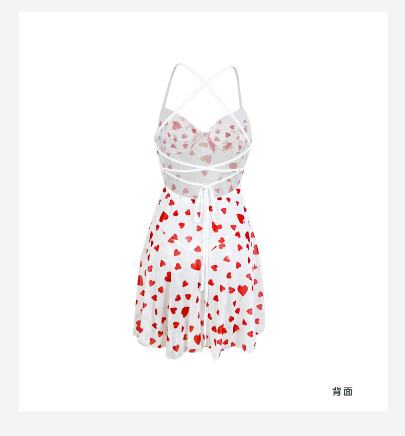 European and American cross-border sex underwear Network gauze halter dress, heart-shaped sleeping dress, sexy backless private seductive home wear 880 pic 11