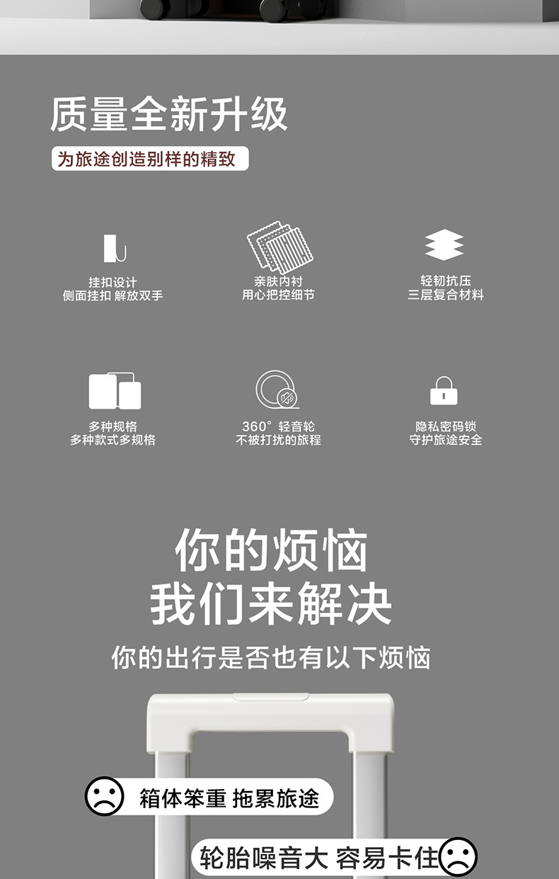 新款行李箱拉杆箱女万向轮大容量学生旅行箱包男网红密码箱皮箱子详情1