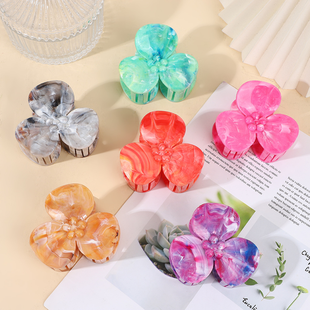 2025年夏季新款多巴胺大理石纹发夹饰品抓夹紫荆花高级感鲨鱼夹详情16