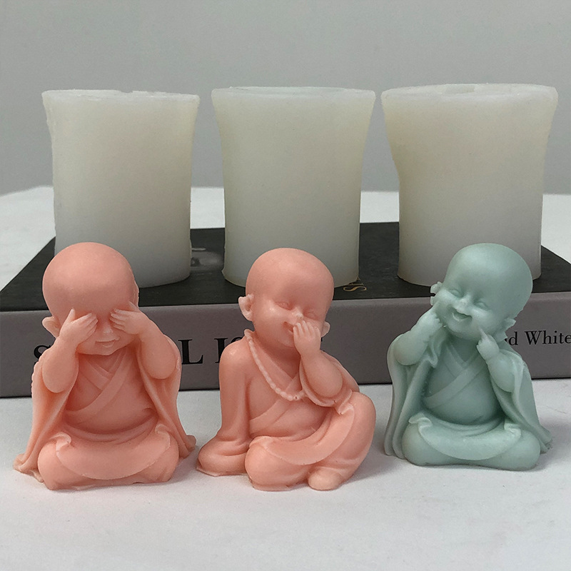 小和尚香薰石膏蜡烛硅胶模具diy佛像摆件观音菩萨如来佛滴胶模具详情19