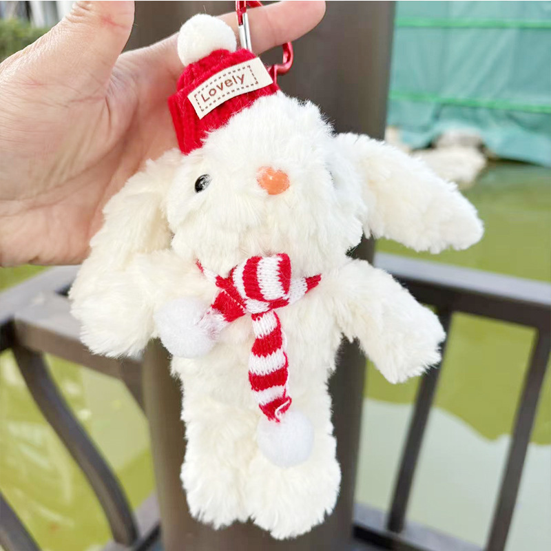 多巴胺格子长耳兔包包挂件小饰品可爱钥匙扣公仔玩偶兔子毛绒玩具详情8