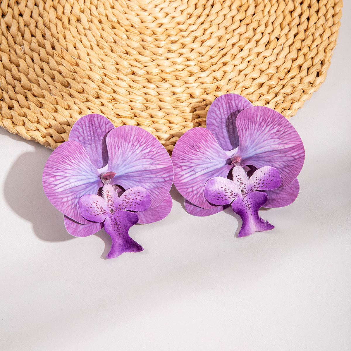 亚马逊跨境立体彩色大 蝴蝶兰花耳环 清新氛围感仿真 花卉耳饰女详情29