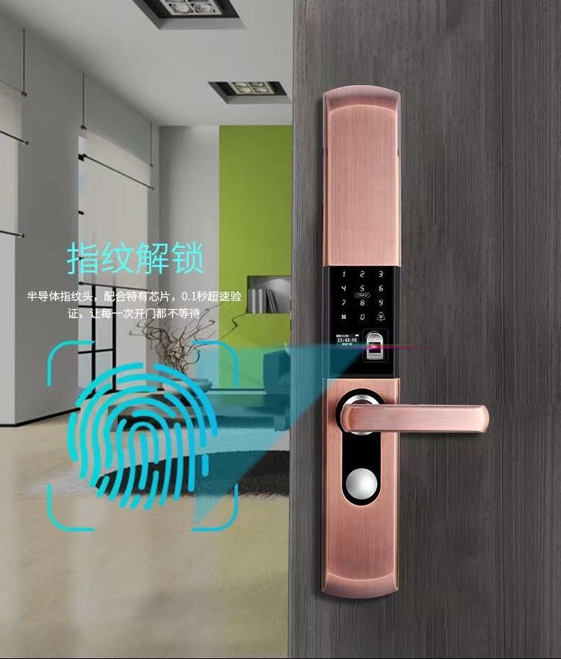 经典蓝牙滑盖指纹锁家用密码锁磁卡锁防盗门智能锁自动下滑盖锁详情12