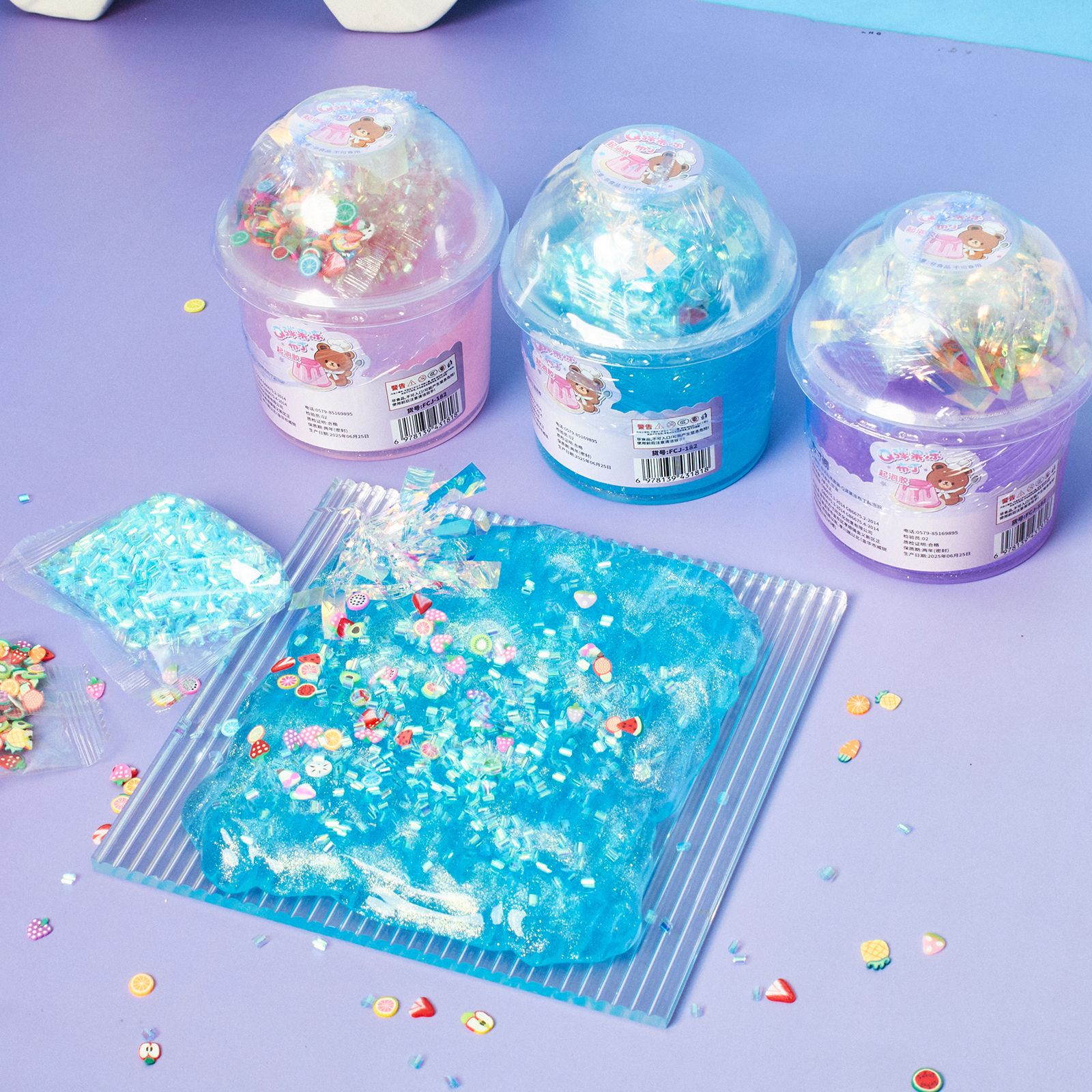 网红爆款起泡胶儿童DIY史莱姆水晶泥解压玩具迷你创意泥工厂批发详情4