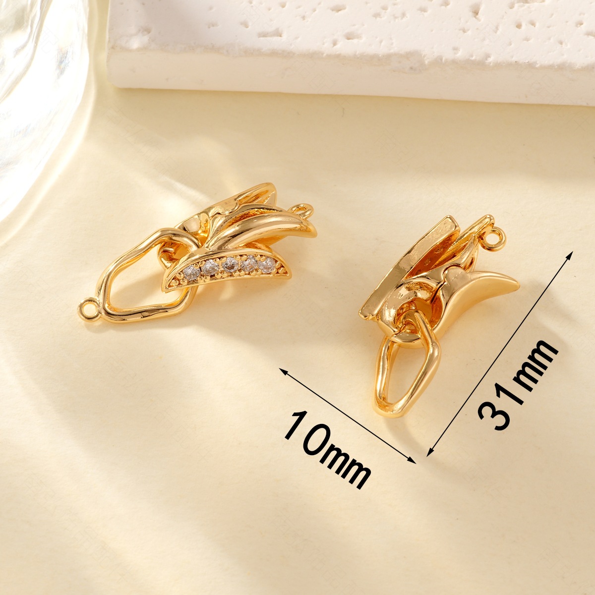 Copper-plated real gold color retention, zirconium-inlaid spring buckle, universal buckle, necklace buckle, high-end bracelet, necklace buckle, DIY jewelry accessories pic 4