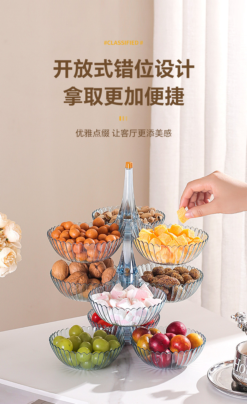 Fruit plate box, melon and fruit plate, popular light luxury home living room coffee table, dried fruits, snacks, melon seeds, candies, gift display, plastic box pic 7