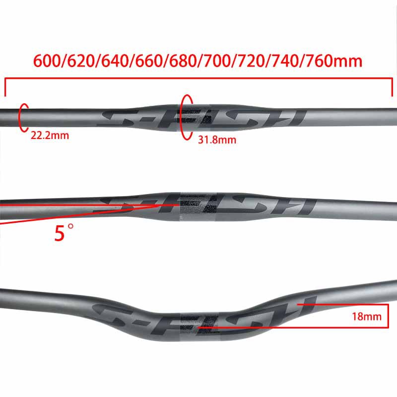 SFISH全碳纤维山地自行车直把 燕把 把横车把580-760mm亮光消光详情1