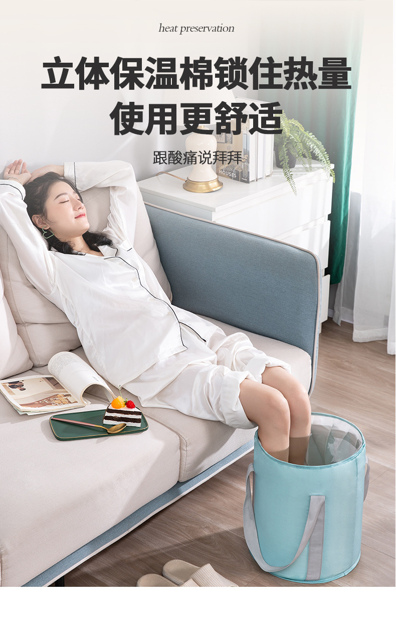 大容量带盖保温泡脚桶加厚珍珠棉防水水洗折叠旅行加强手提泡脚袋详情5