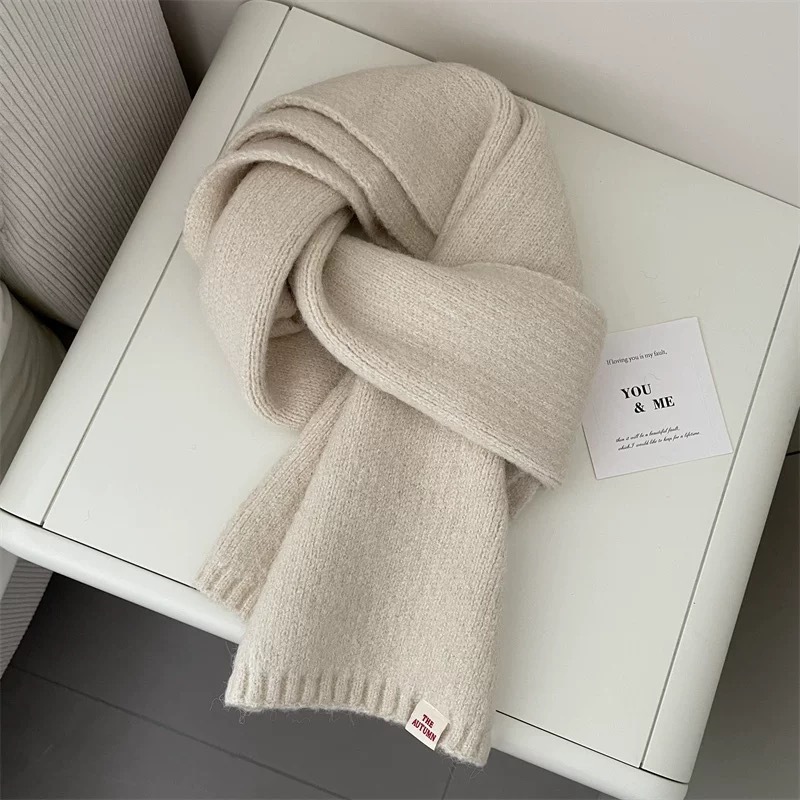 One-piece consignment wholesale of Korean solid color versatile autumn and winter new woolen couple and student small scarves, cute knitted warm scarves, street stall wholesale pic 12