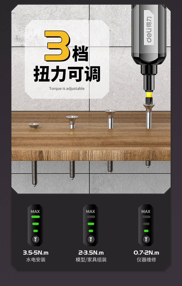 Bison Bosen Machinery Deli Electric Screwdriver, rechargeable household Screwdriver, Small Mini Electric Screwdriver, Lithium Battery Automatic Drill Tool set pic 3