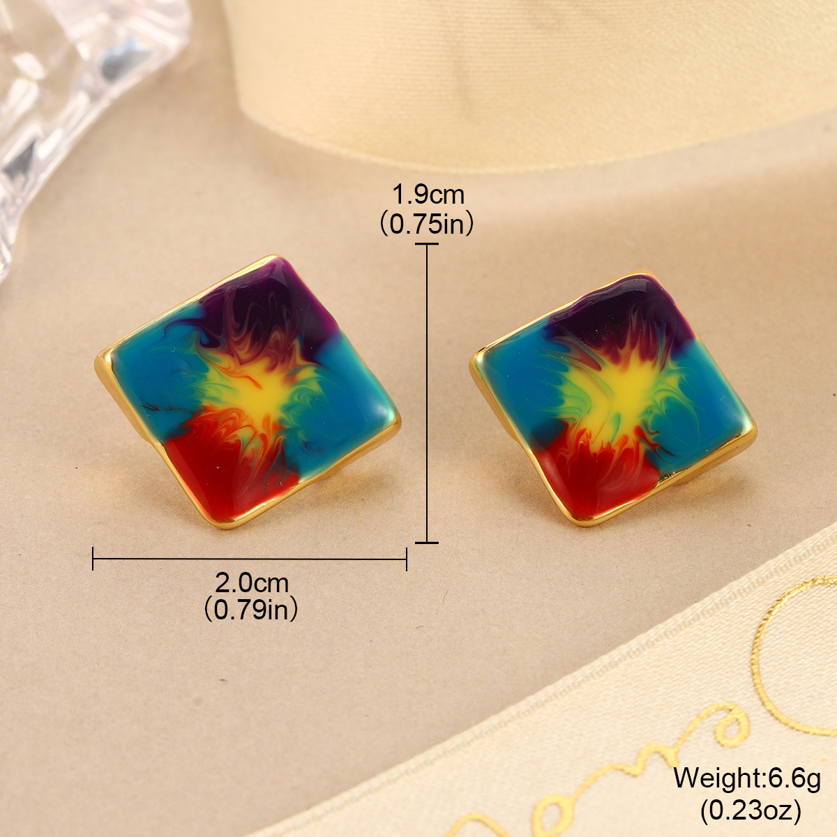 梵高彩色油画系列滴油耳环夸张中古耳饰不掉色高级感S925珍珠耳钉详情34