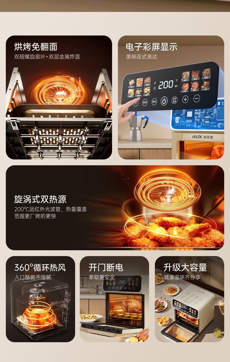 Brand air fryer visual model, multi-functional household smart large-capacity fully automatic microwave oven, French fries machine oven pic 13
