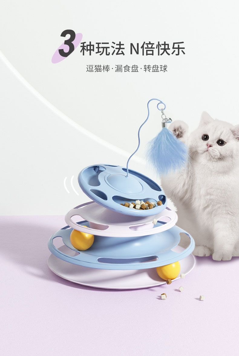 新款飞碟猫转盘玩具 猫咪游乐盘益智互动可漏食转盘 宠物逗猫玩具详情5