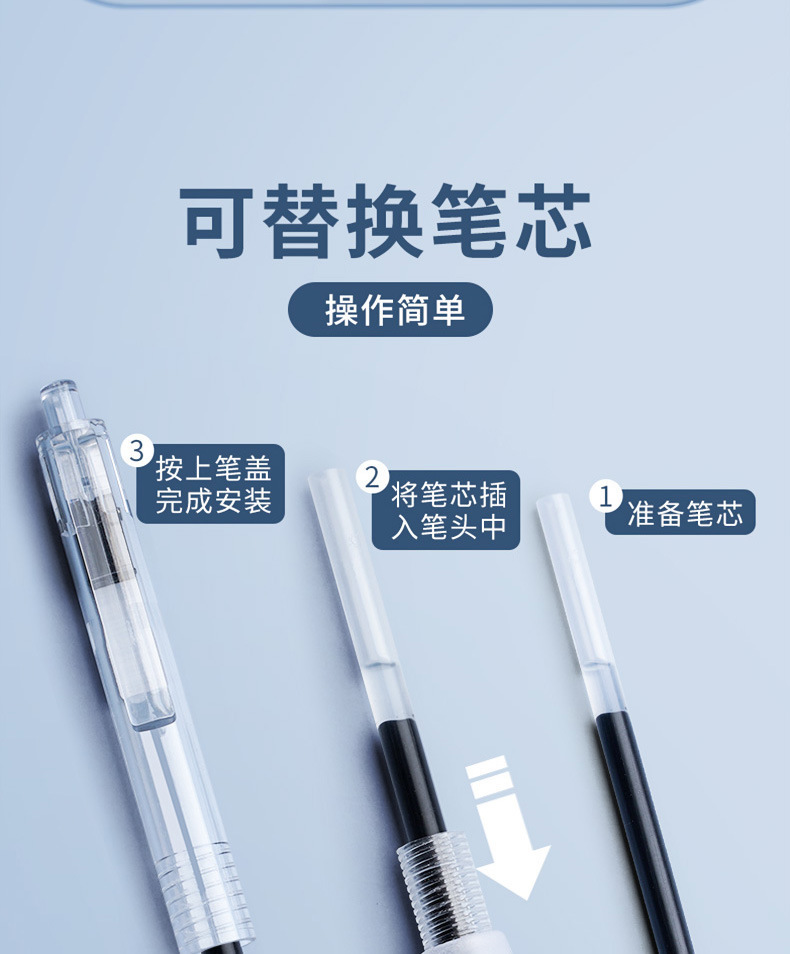 晨光七支排列ST尖速干透明按动笔特细记号笔荧光笔详情11