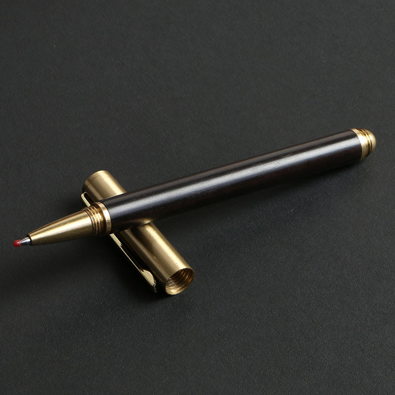 Wooden business pearl signature pen, brass solid wood pen clip, gel pen, LOGO printed, laser customized signature pen pic 11
