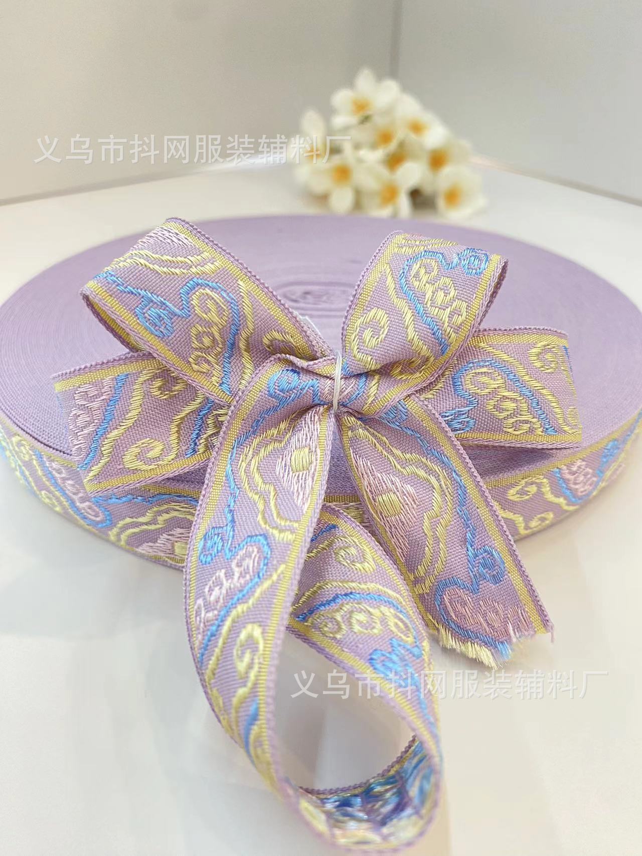 2cm手工祥云DIY蝴蝶结民族风提花刺绣织带发饰头饰演出服装辅料详情14