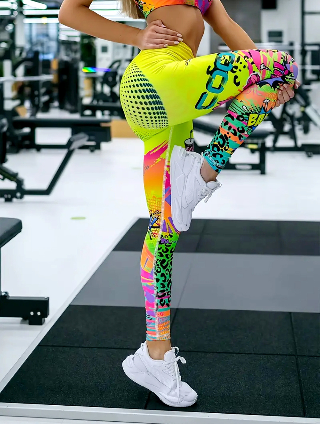 跨境欧美印花瑜伽裤紧身高腰提臀打底裤高弹修身运动健身裤瑜伽服详情9