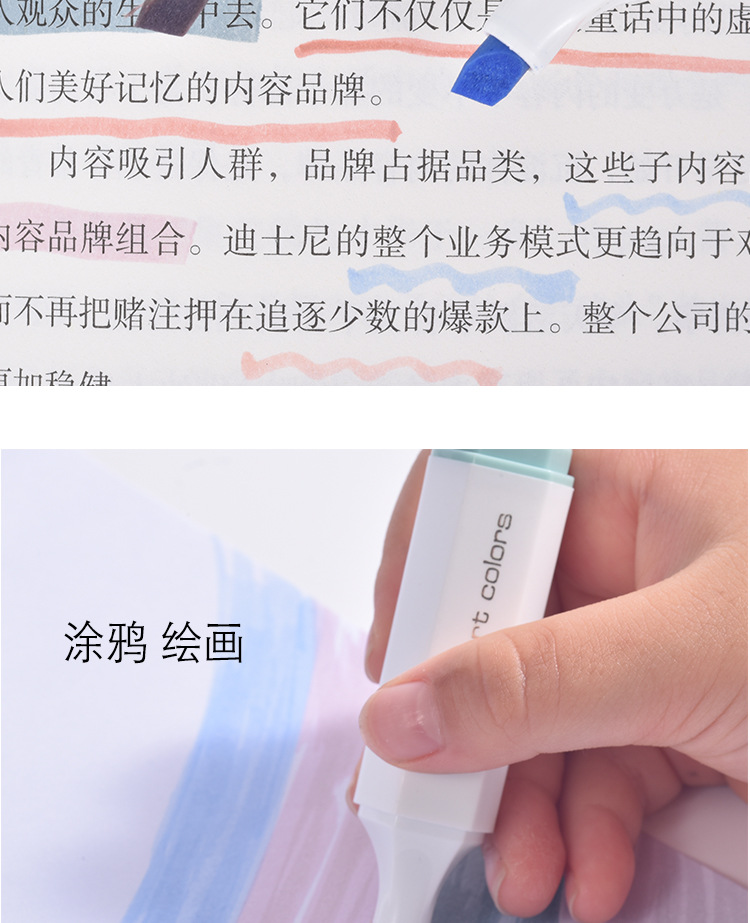 小额批发天丰唯雅荟荧光笔扁形迷你软头荧光笔067手帐涂鸭笔详情11