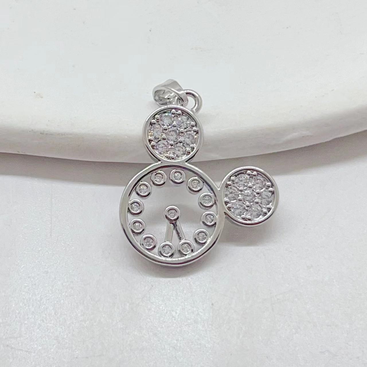 European and American copper-plated real gold slightly inlaid zircon bear head bracelet pendant DIY accessory pic 5