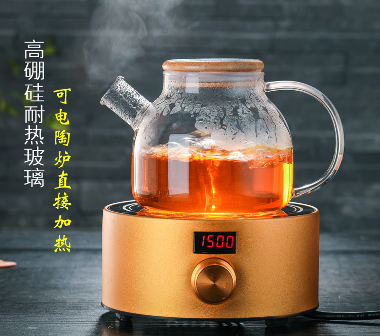 High-temperature resistant teapot, glass teapot, bamboo lid teapot, tea set, Nordic thickened transparent high borosilicate cold water kettle pic 10
