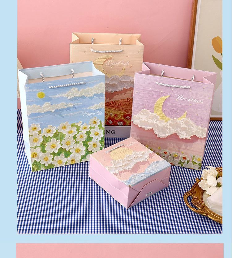 文艺油画礼品袋文艺手提袋节日精美男女生日花束包装送礼物纸袋子详情27