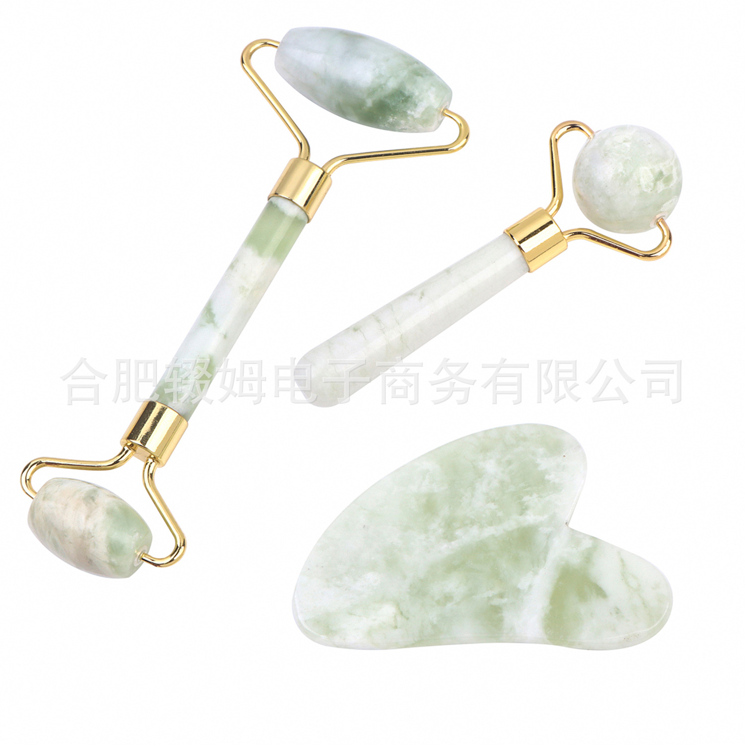 岫岩甲翠绿玉石滚轮按摩脸部刮痧板美容按摩器跨境经络保健按摩工具详情7