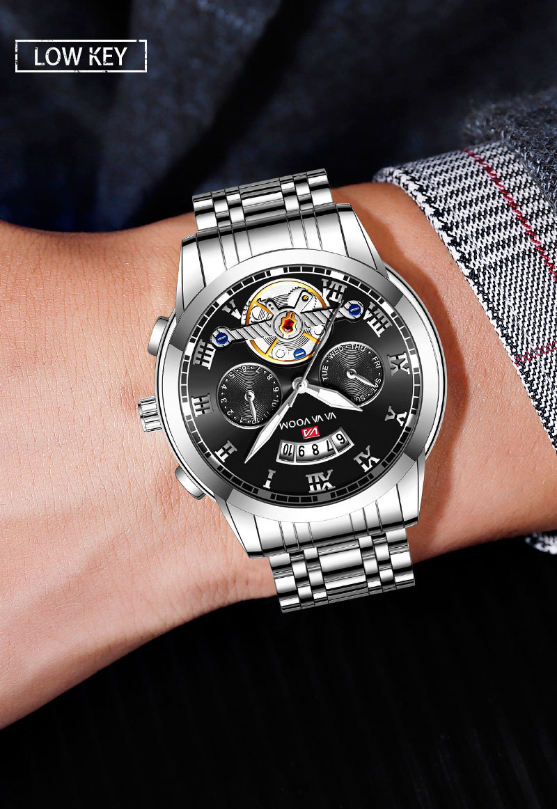 VA VA VOOM stainless steel tourbillon non-automatic mechanical multi-functional business watch, luminous waterproof watch for men pic 34