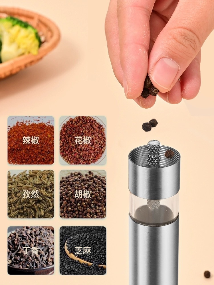 Stainless steel pepper grinder, manual pepper powder, Sichuan pepper, black pepper grinder, bottle for seasoning, jar for seasoning pic 4