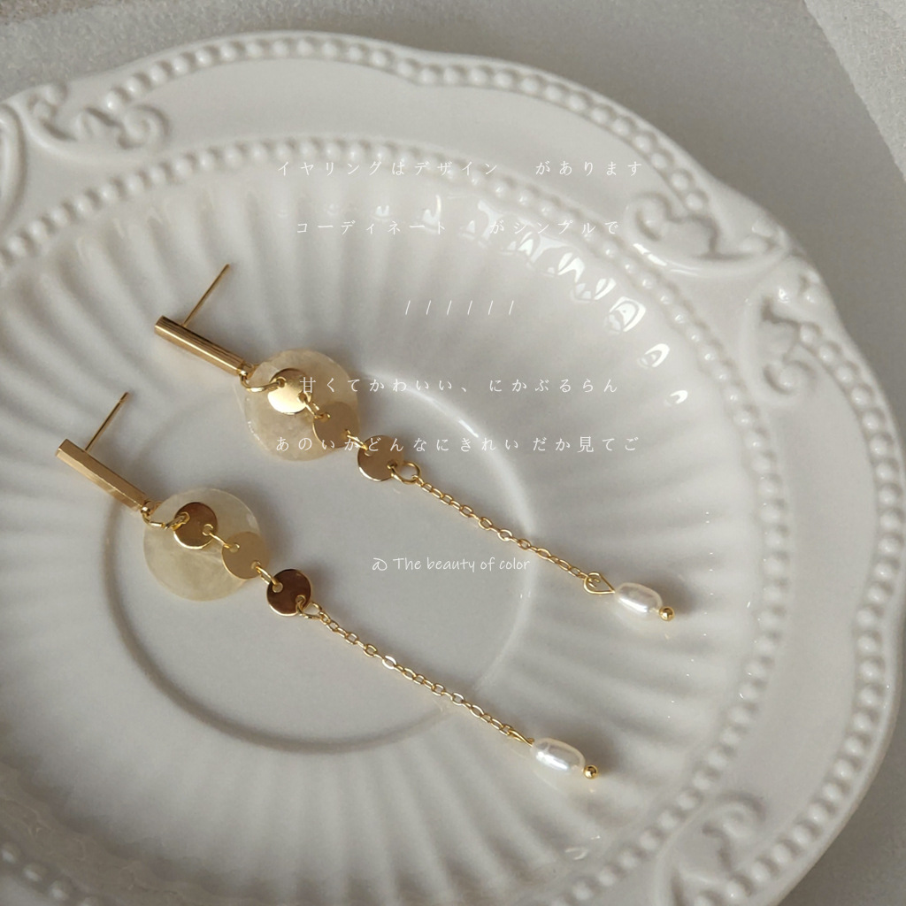 Freshwater pearl 925 silver needle plated with 14K, handcrafted design, long tassel earrings, feminine charm, Japanese and Korean ins earrings pic 3
