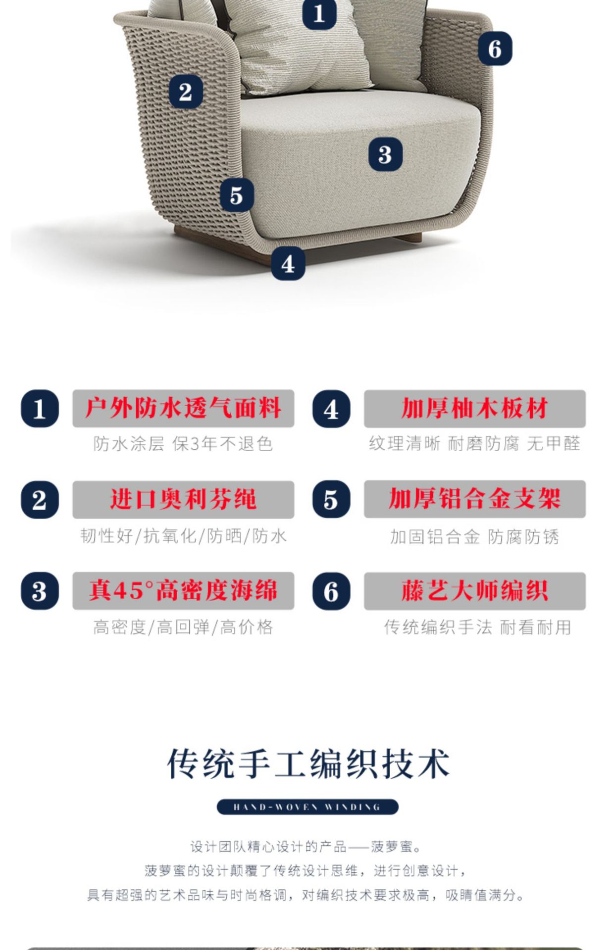 沙发别墅编藤新中式庭院花园户外藤椅露台阳台防水防晒沙发露天详情16