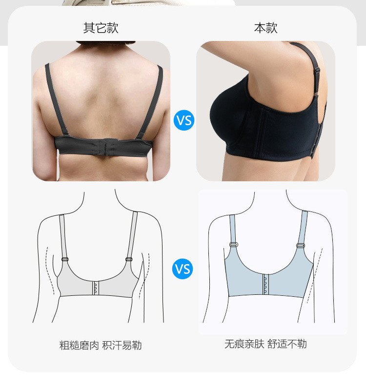 跨境大码mm无痕内衣女大胸显大聚拢收副乳上托薄款性感文胸罩详情13