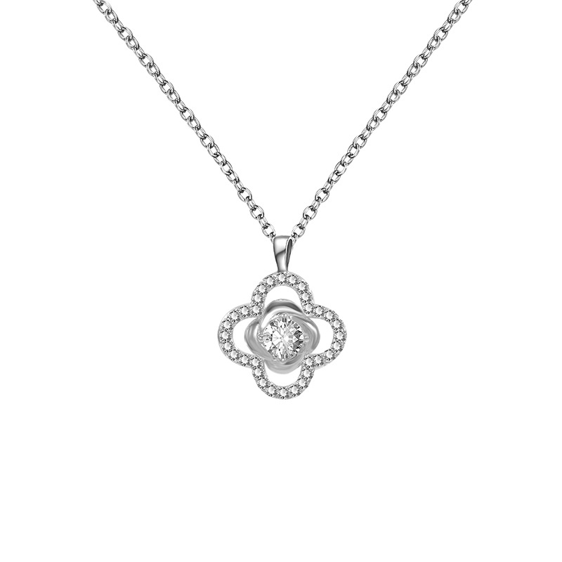 Zhuoheng Zhenxuan s925 Pure Silver Clover Necklace with micro-inlaid zircon, exquisite and compact design, fashionable little dress necklace for women pic 35