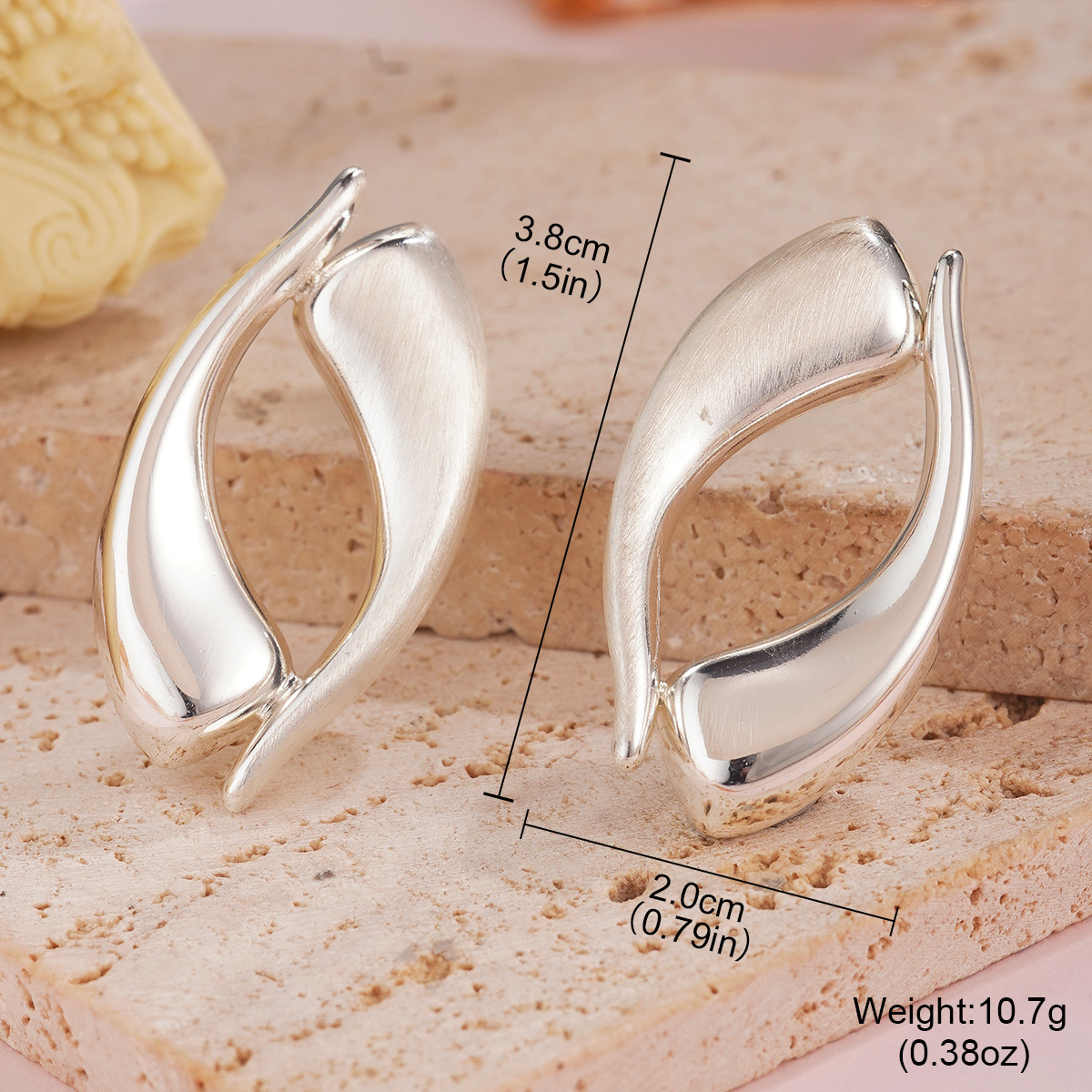 简约金属电镀跨境花朵时尚流苏耳环拉丝金银戒指夸张设计长款耳饰详情28